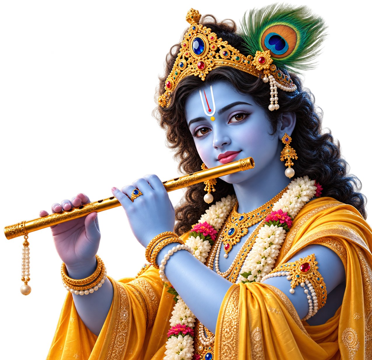 Lord Krishna playing the golden flute